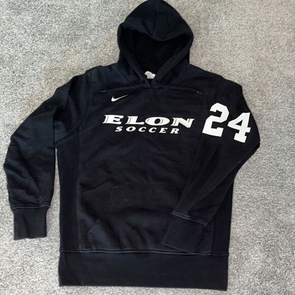 Black worn #24 Elon Phoenix Soccer Team Issue Practice hoodie hooded sweatshirt - Picture 1 of 3